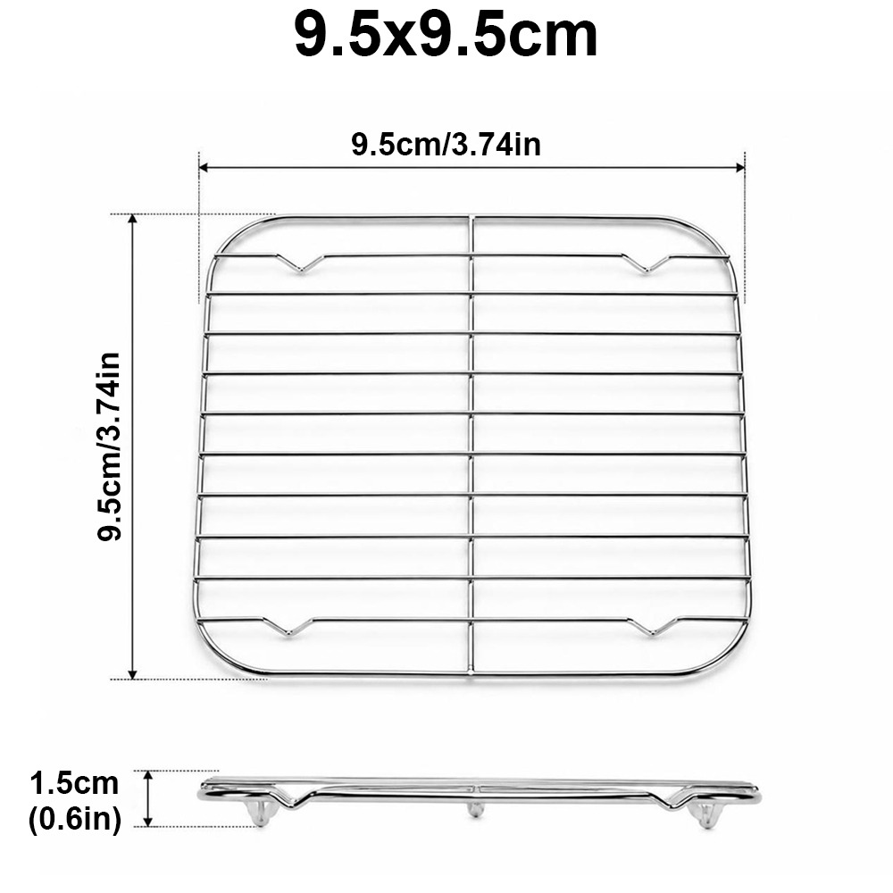 Kitchen Baking Rack - 304ステンレス製、脚付きの正方形型エアフライヤー用ラック。厚みのある蒸し焼きラックで、家庭用キッチンやオーブン、蒸し器での調理に最適。