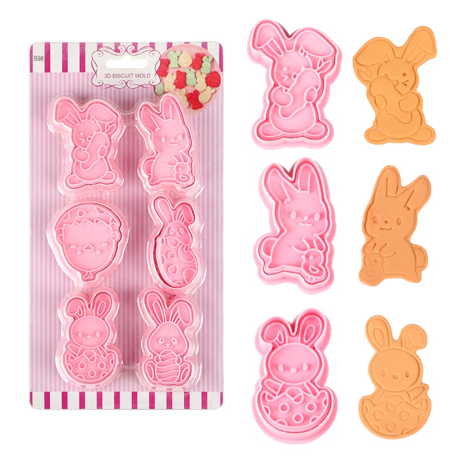 Baking Kitchen Set - 6 ピース/セットイースターバニークッキーカッターキッチンフォンダン金型漫画ウサギの卵イースターパーティーベーキングデコレーションペストリーアクセサリー