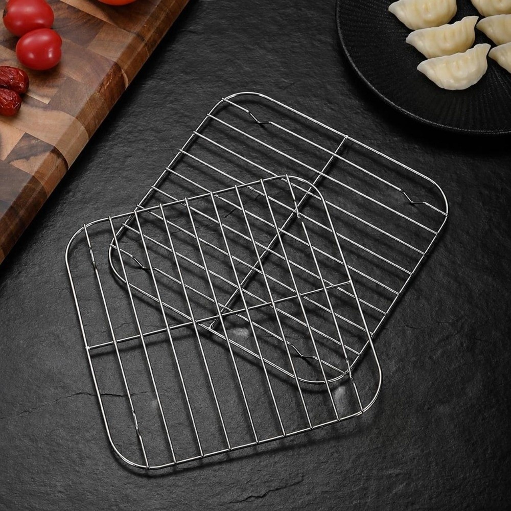 304ステンレス製、脚付きの正方形型エアフライヤー用ラック。 - Kitchen Baking Rack のレビューと価格