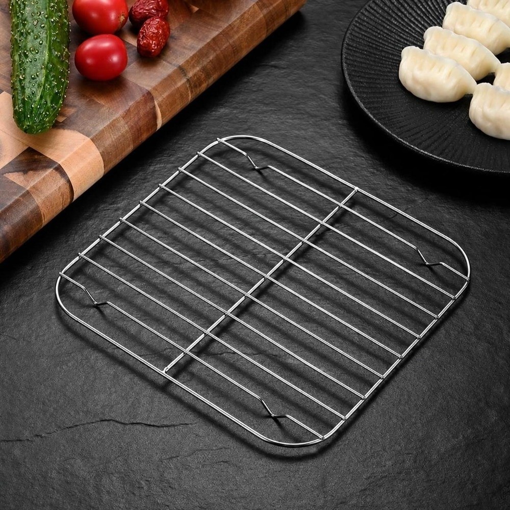 304ステンレス製、脚付きの正方形型エアフライヤー用ラック。 - Kitchen Baking Rack のレビューと価格