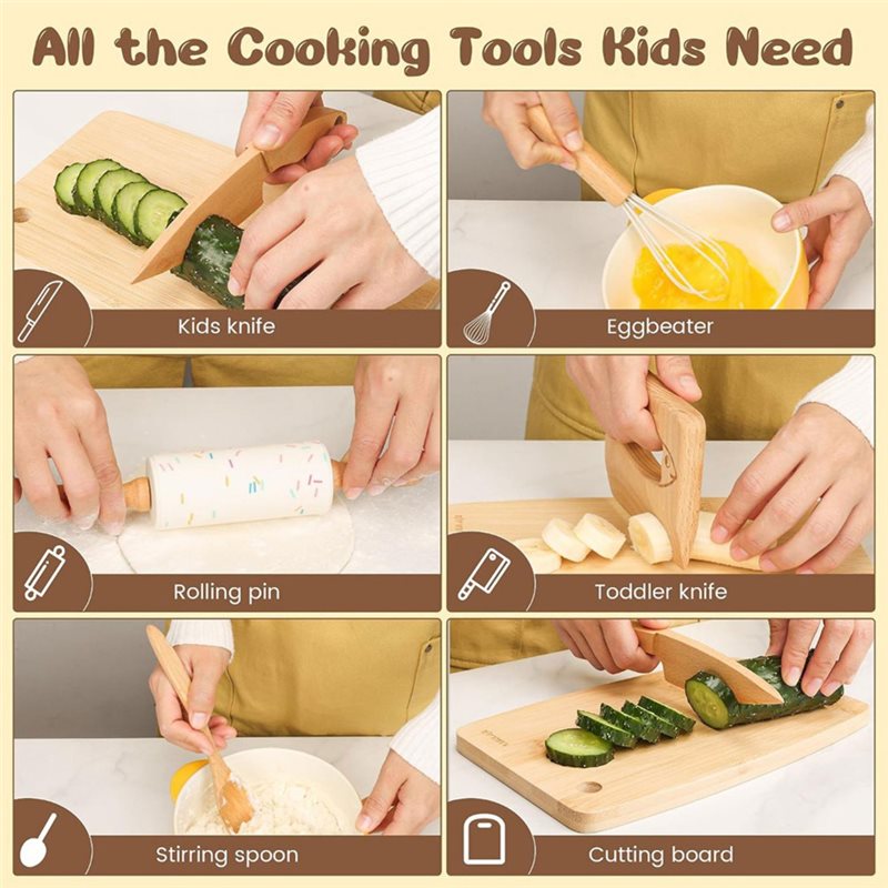 本格的な料理を体験できる、木製の子供用ナイフと幼児向けのベー - Kitchen Kids Baking Set のレビューと価格