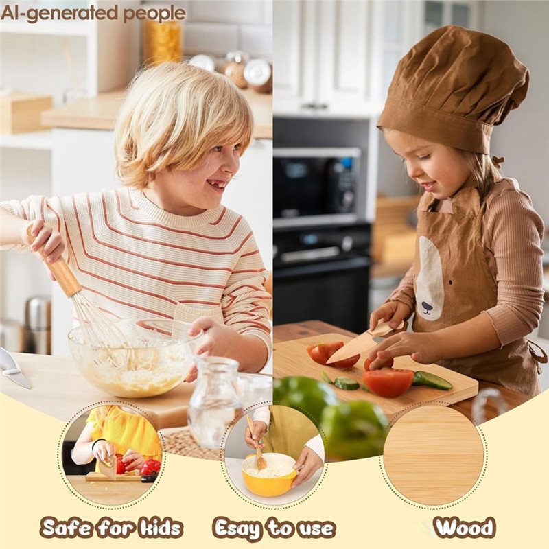 本格的な料理を体験できる、木製の子供用ナイフと幼児向けのベー - Kitchen Kids Baking Set のレビューと価格